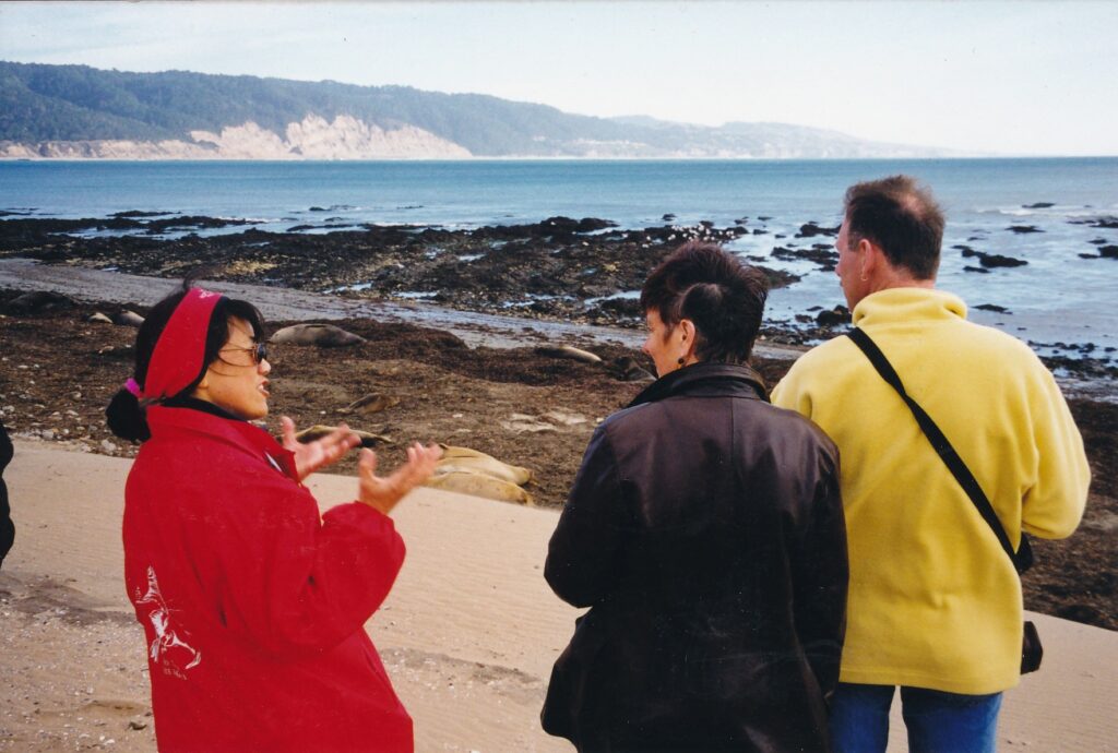 Cheryl Wong conducts a tour at Ano Nuevo State Reserve, between San Francisco and Santa Cruz.
