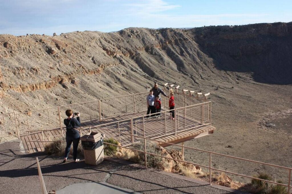 Meteor Crater in northern Arizona has paths and platforms that allow visitors to snap pretty pictures.