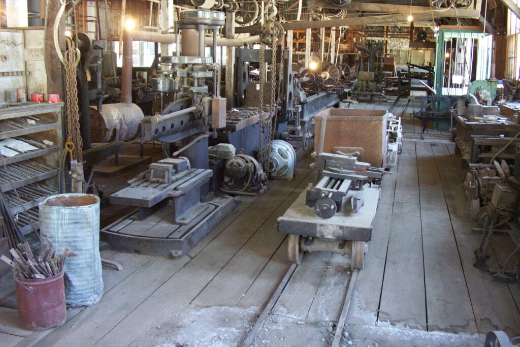 Antique mining equipment intrigues -- and gathers dust -- at Empire Mine State Historic Park.