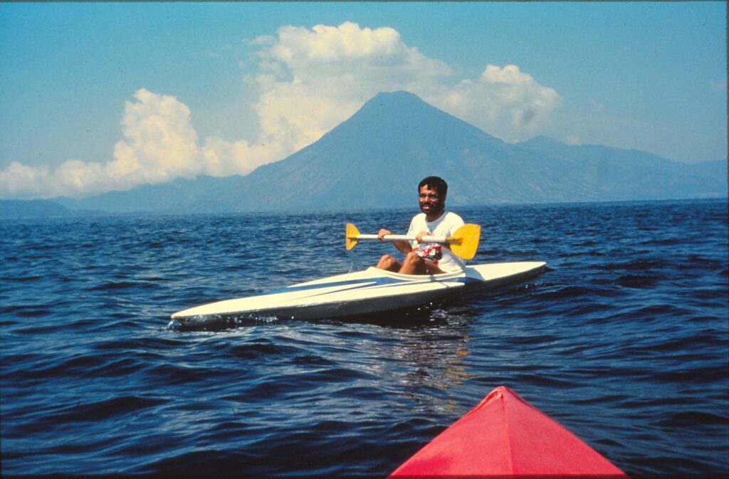 Dave D'Antonio of Oakland looks right at home as a kayak paddler on Lake Atitlan in Guatemala.