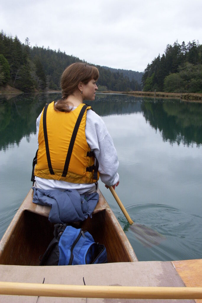 Kari Rose Parsell paddles along the tranquil Big River as part of a stay at the nearby Stanford Inn.