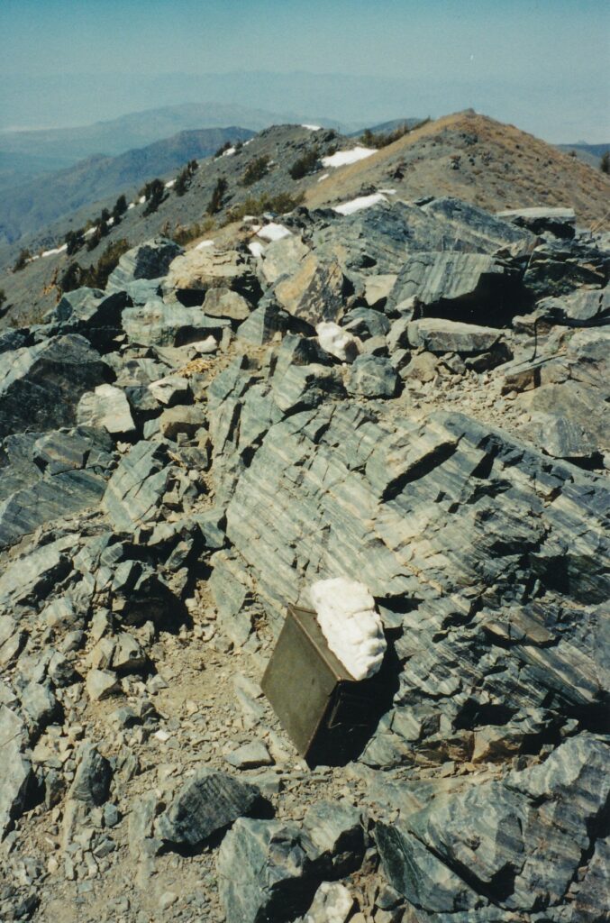 A metal box on top of Death Valley's Telescope Peak contains comments of hikers who've summited.