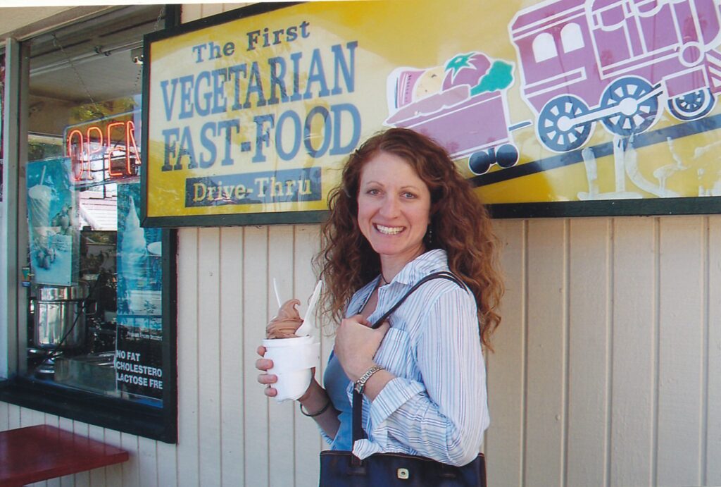 My wife, Kari Rose Parsell, enjoys a soft-serve treat during a trip to Pasadena in the mid-2000s.